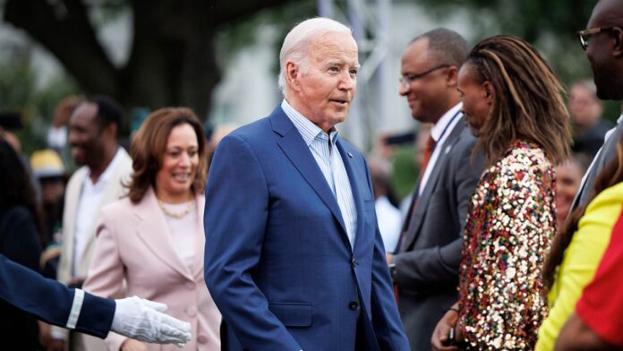 President Biden appears to freeze at White House Juneteenth event