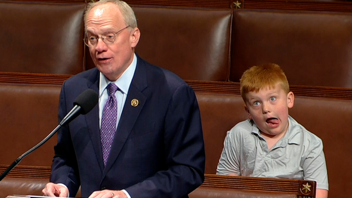Republican lawmaker’s son makes silly faces during dad's speech on House floor