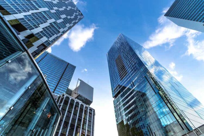 Modern building in the city with blue sky