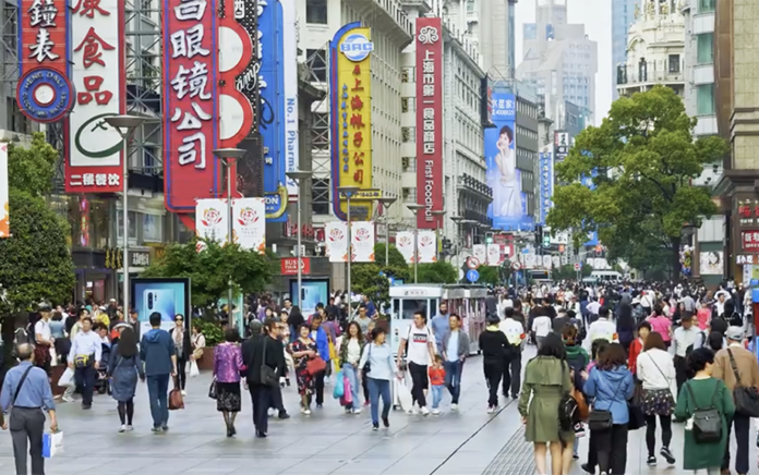 People walking on Nanjing Road, Shanghai, China