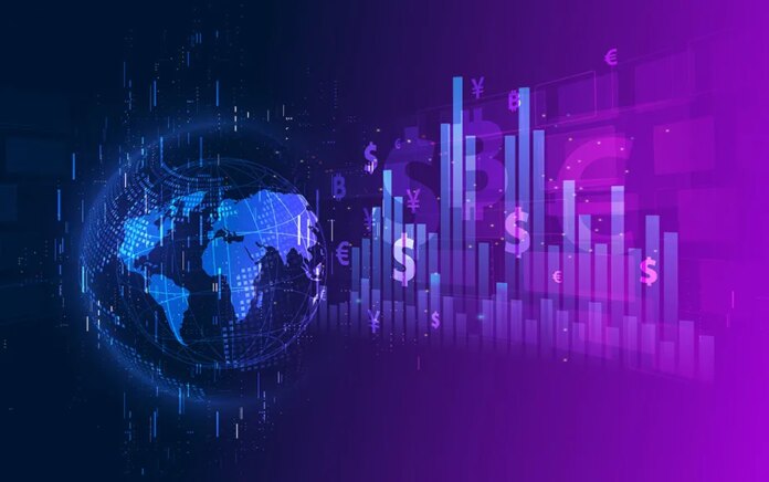 Decorative Photo: Money transfer. Global Currency. Stock Exchange. Stock vector illustration